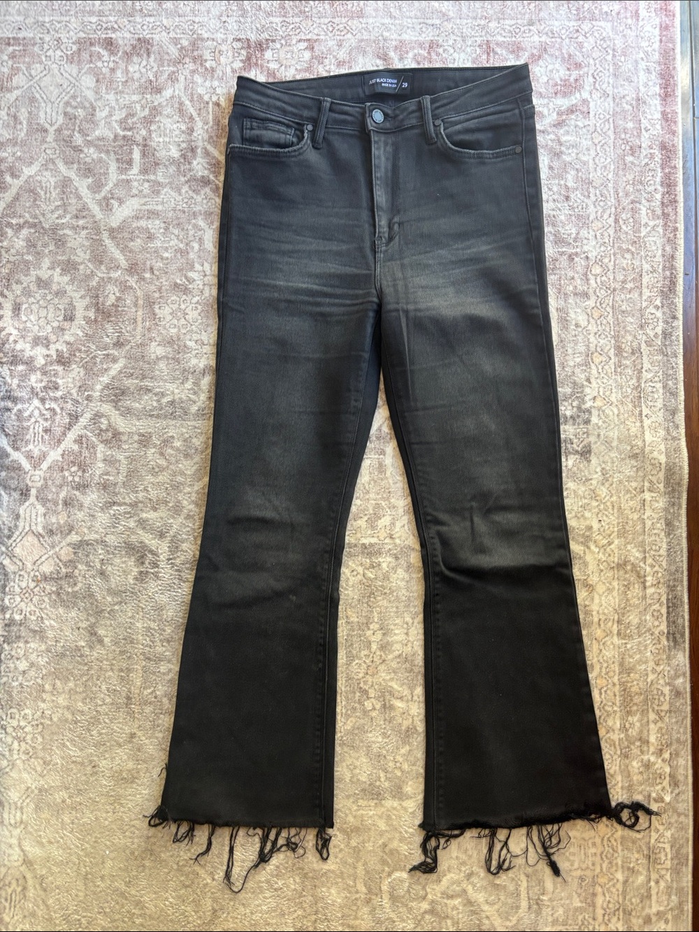 Just Black Black Frayed Hem Flare Jeans
